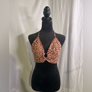 Leopard Print Tie Top Crop Top Princess Polly size 4 Adjustable festival
